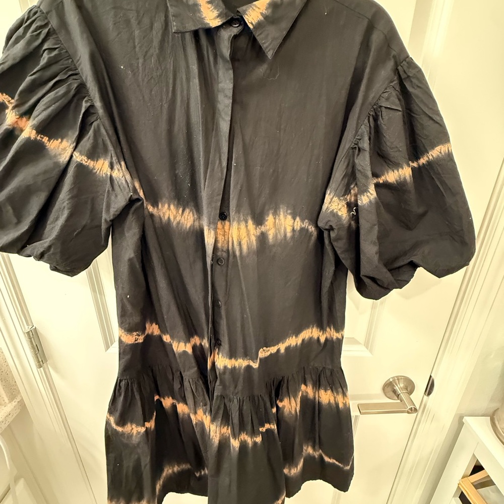 Black and Orange Tie-Dye Dress WKND Frock Dress
